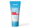 Blue Dermal Therapy eczema and dermatitis cream tube with white and red label