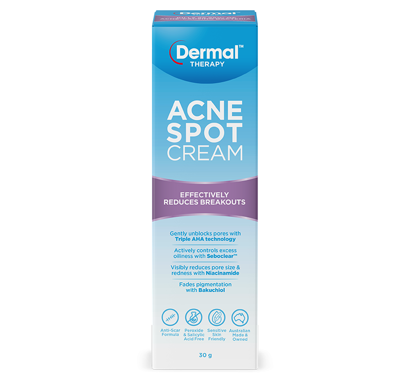 Dermal Therapy Acne Spot Cream front of carton