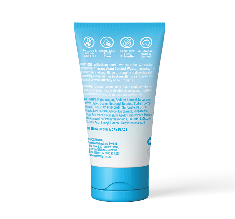 Dermal Therapy Acne Control Wash 50mL back
