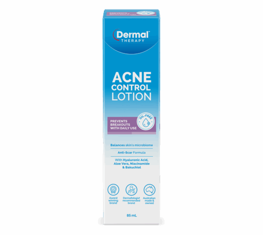 Front View of the Image of the Dermal Therapy Acne Control Lotion 85ml Packaging