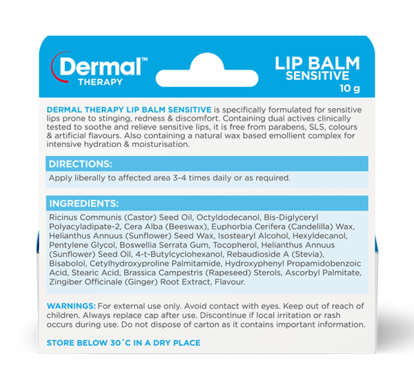 Lip Balm Sensitive Best lip balm for sensitive lips Dermal Therapy