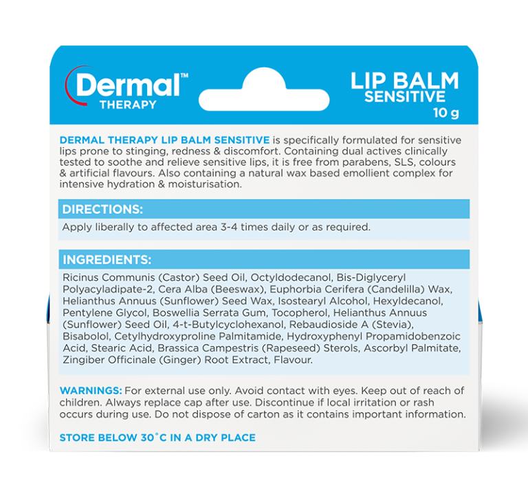 Lip Balm Sensitive Best lip balm for sensitive lips Dermal Therapy