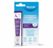 Front of Dermal Therapy Overnight Lip Repair Mask packaging with tube image and purple design