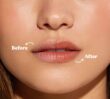 Before and after results of Dermal Therapy Nude Lip Tint, enhancing natural lip colour and hydration.