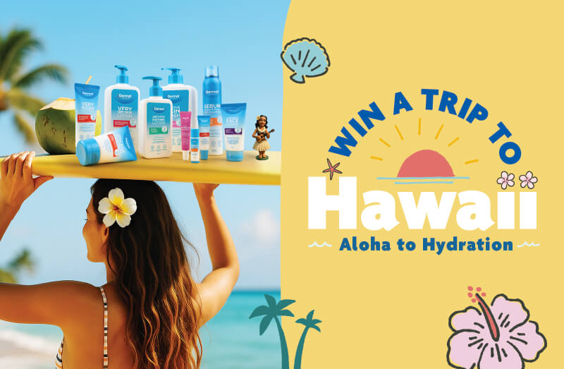 Dermal Therapy product promotion with chance to win a trip to Hawaii
