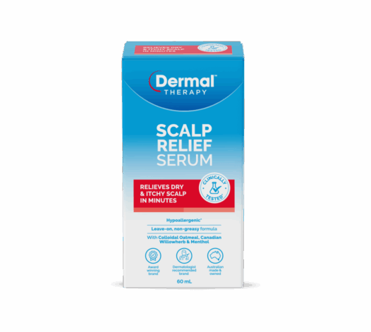 Dermal Therapy Scalp Relief Serum front view of box packaging