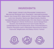 Ingredients list for Dermal Therapy Acne Spot Cream displayed on a purple background