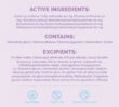 Ingredient information panel showing active ingredients, contains list and excipients for Dermal Therapy Oil-Free Face Sunscreen